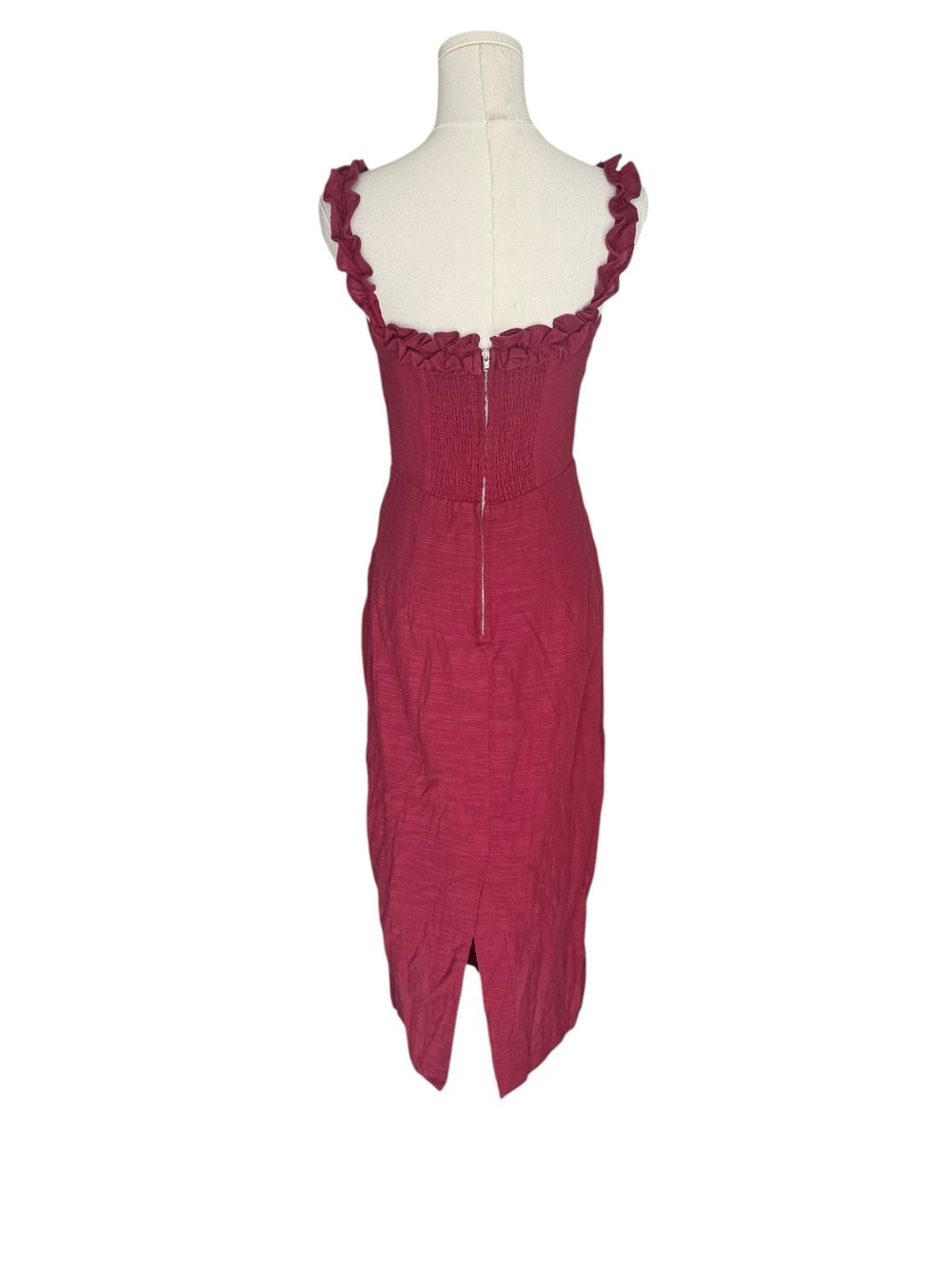 Petal & Pup - NWT Florez Midi Dress Wine Ruffle Straps Smocked Back Sz 6 - Picture 4 of 9